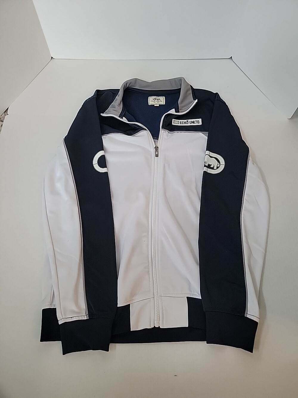 Ecko Unltd Jacket Mens L White Tricot Track Colorblock Long Sleeve Full Zip